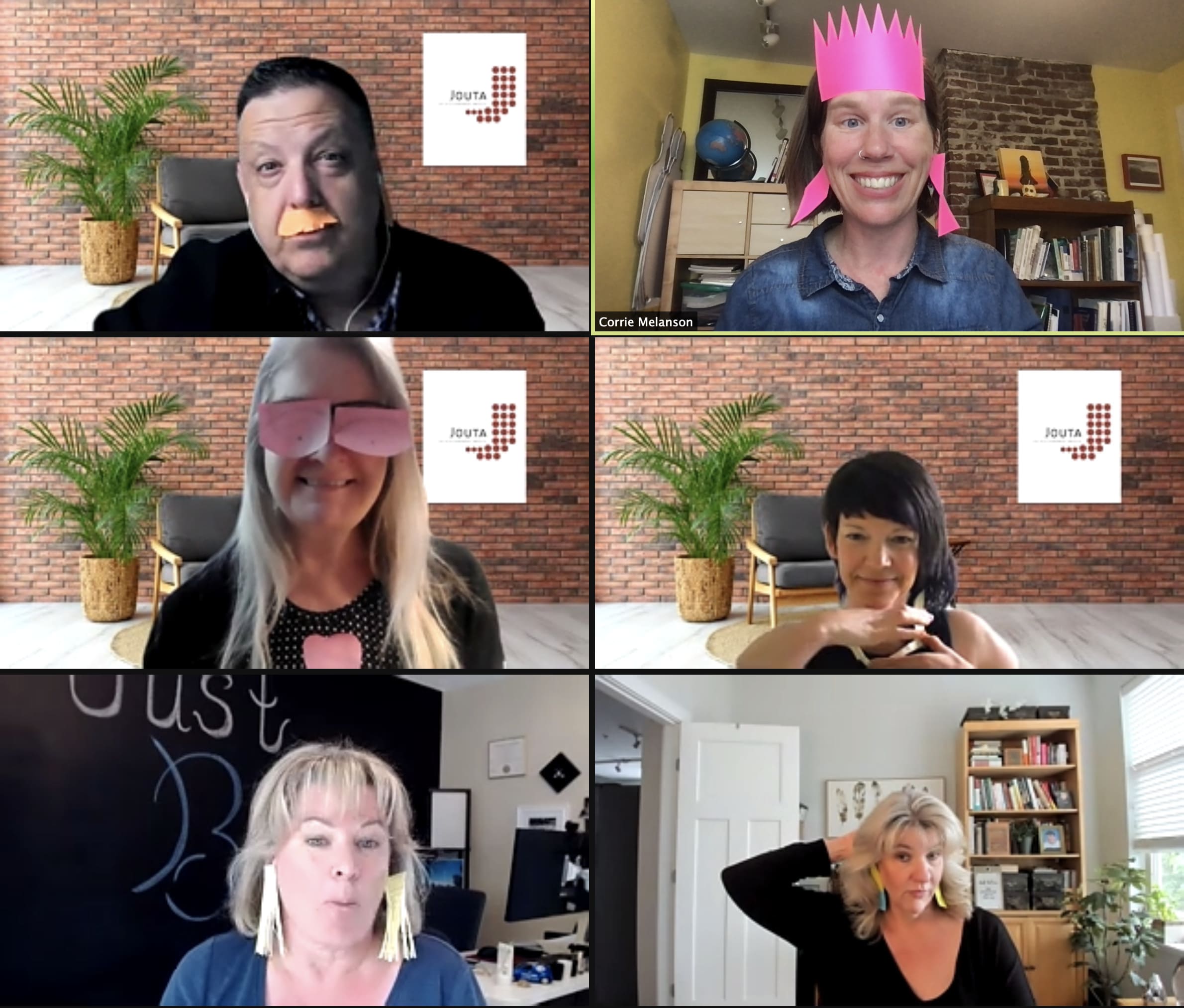 Photo of six people in a virtual meeting