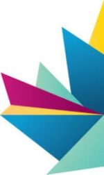 The Canadian Human Rights Commission logo. A multi-coloured half of a maple leaf.